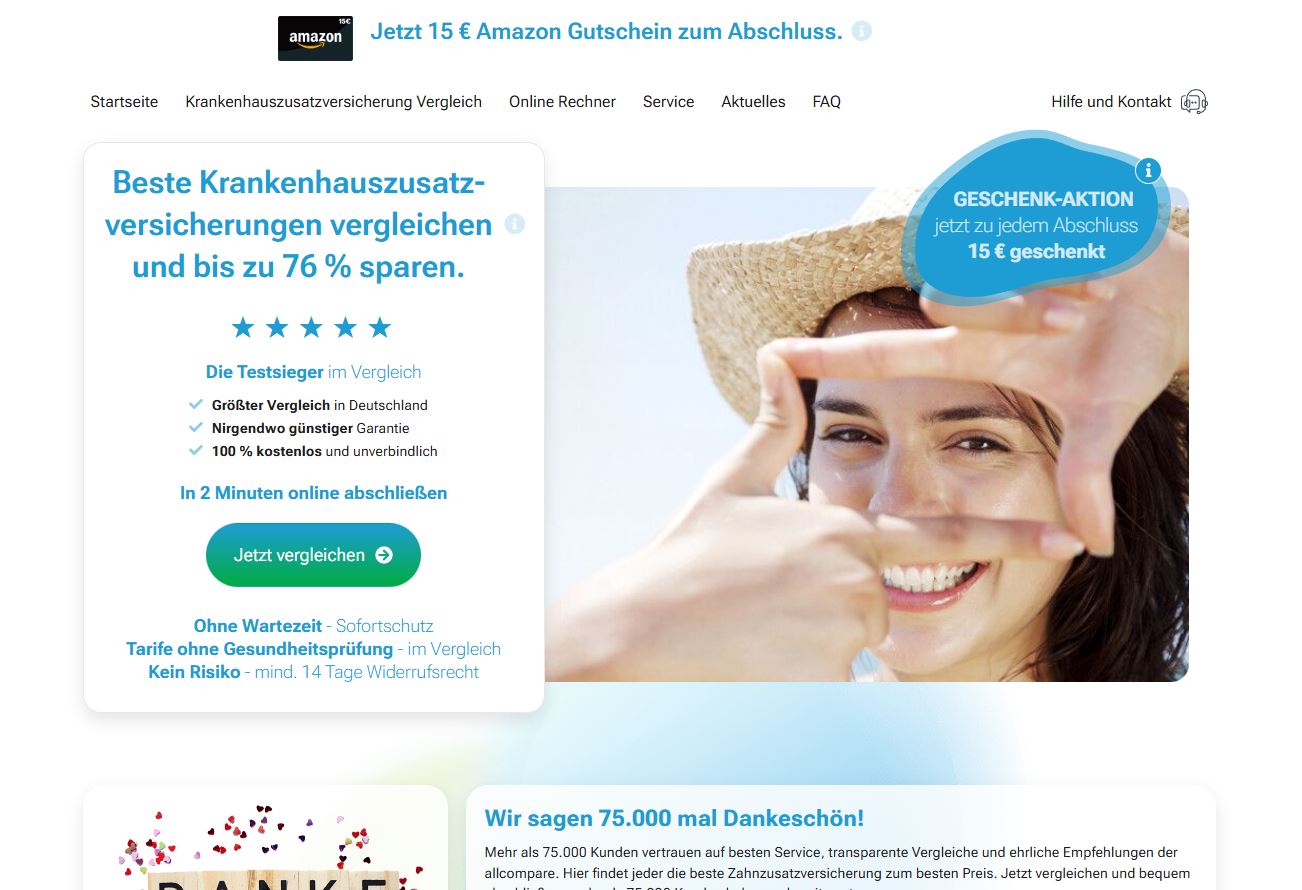 Vergleichsportal für Krankenhauszusatzversicherung